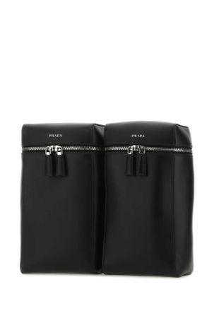 Prada Mens Black Leather Backpack F0002 Zaini