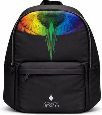 Marcelo Burlon Zaino in nylon con stampa ali - Heren - Rugzakken - Zwart - ONE Size - Nylon - Tassen