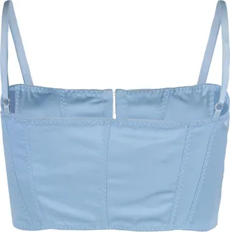 ANNA OCTOBER Womens Light Blue Cropped Top Polyester Tops