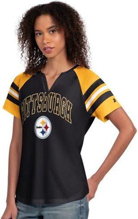 Starter Womens Starter Black Pittsburgh Steelers Game On Notch Neck Raglan T-Shirt at Nordstrom, Size Medium