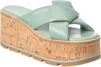 Ferragamo Ferragamo Engracia Leather Wedge Sandal