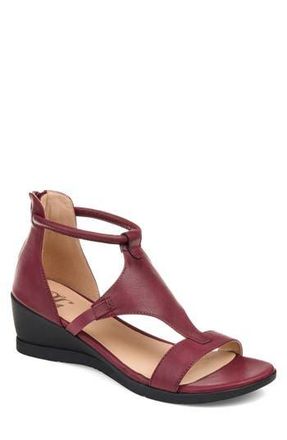 Journee Collection Trayle Wedge Sandal - Wide Width in Wine at Nordstrom Rack, Size 5.5