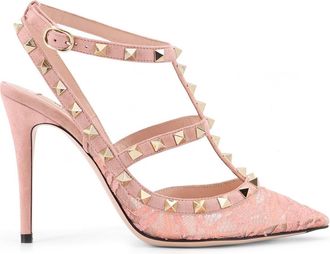 Valentino Garavani Rockstud Suede And Lace Pumps