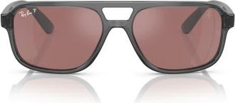 Ray-Ban x Scuderia Ferrari 58mm Polarized Flat Top Keyhole Sunglasses in Grey/purple Silver Polar at Nordstrom