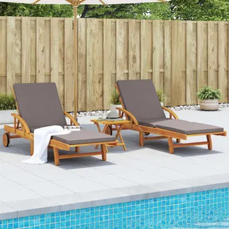 vidaXL Vidaxl - Tumbonas Con Cojines 2 Uds Madera Maciza De Acacia 200x68x83 Cm