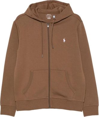 Ralph Lauren Double Knit Tech Zip Hoodie - Heren - Vesten met rits - Bruin - M - Katoen - Hoodies & sweatvesten