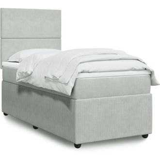 vidaXL Cama Box Spring Con Colch&oacute;n Terciopelo Gris Claro 80x200 Cm