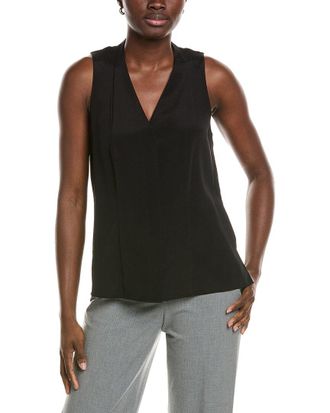 Lafayette 148 New York Silk-Blend V-Neck Blouse