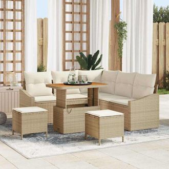 vidaXL Vidaxl - Conjunto De Sof&aacute; De Jard&iacute;n Con Coj&iacute;n 8 Pcs Beige Polirat&aacute;n