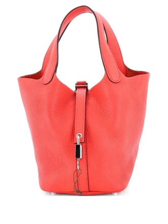 Herm&egrave;s Picotin Lock Bag Clemence PM bucket bag - Rosso