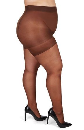 MeMoi Curvy Silky Sheer Tights in French Coffee at Nordstrom, Size 1X