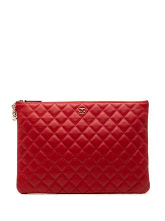 Chanel Clutch Casino Charms O Case grande in pelle di agnello trapuntata 2016-2017 - Rosso