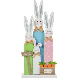 Glitzhome Easter Wooden Bunny Family Porch Decor in Blue at Nordstrom, Size Medium