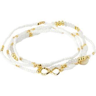 Saachi 4-Pack Forever Beaded Bracelets in White at Nordstrom Rack
