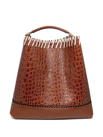 Dries Van Noten leather bucket bag - Brown