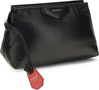 Givenchy Womens Antigona Bomber Lambskin Pouch Black Lamb Ovis Aries Wallet