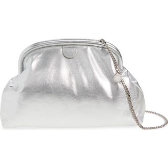 Stella McCartney Falabella Padded Metallic Soft Clutch with Chain in Silver at Nordstrom