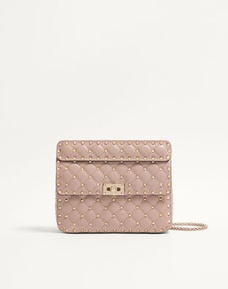 Valentino Garavani Medium Nappa Rockstud Spike Bag Woman POUDRE UNI