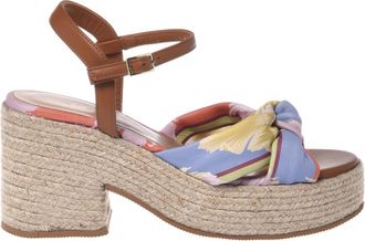 Baldinini Tulip Print Sandal - Dames - Sandalen met hakken - Veelkleurig - 37 1/2 EU - Leer - Schoenen