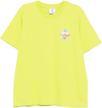 Casablanca T-Shirts, male, Yellow, Size: S Flower Court Icon Tennis Landscape Classic