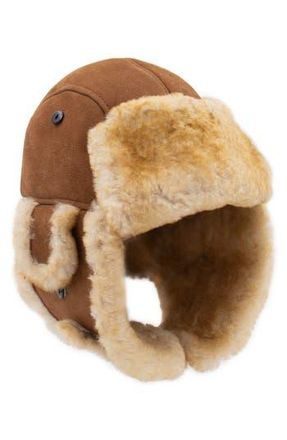 Surell Genuine Shearling Trim Trooper Hat in Misty at Nordstrom Rack