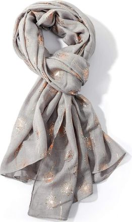 GlamLondon Dandelion Scarf Glitter Dandelions Flower Print Fashion Ladies Womens Classy Party Wrap (AZ4 - Grey Light)(Size: L)