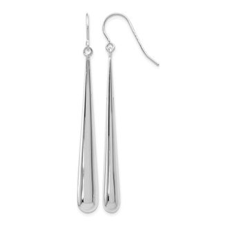Diamond2Deal 14K White Gold Polished Shepherd Hook Drop Dangle Earrings