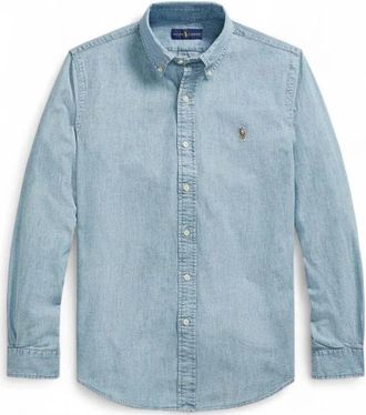 Ralph Lauren Custom Fit Chambray Overhemd - Heren - Casual Overhemden - Blauw - L - Katoen - Overhemden
