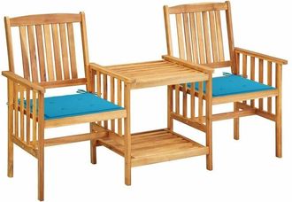 vidaXL Sillas Y Mesita De Jard&iacute;n Con Cojines Madera Maciza Acacia Vidaxl