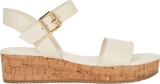 Dune London Leren plateausandalen voor dames (Ecru)