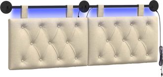 vidaXL Testiera Sospesa Con Luce Led Crema Tessuto Vidaxl
