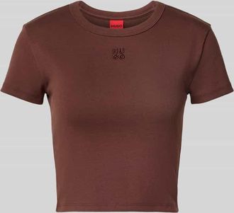HUGO BOSS Slim-Fit T-Shirt aus Baumwoll-Mix Modell DELANOR in Schoko, Größe XXL