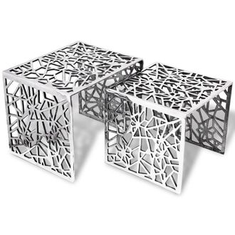 Berkfield Home Two Piece Side Tables Square Aluminium Silver