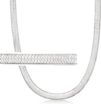 Ross-Simons Italian 8mm Sterling Silver Herringbone Necklace