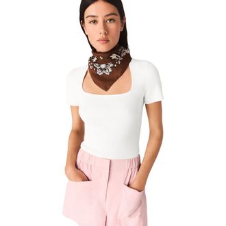 Maje Square-neck ribbed sweater in White at Nordstrom, Size X-Small