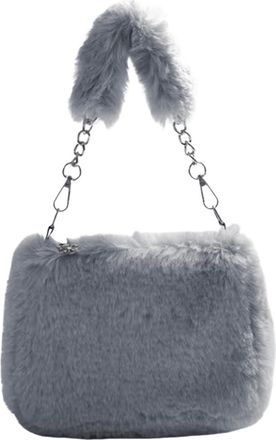 Generic Women Faux Fur Tote Bag Casual Plush Tote Handbag Versatile Fluffy Shoulder Bag Soft Cute Fall Winter Female Purse (Grey)