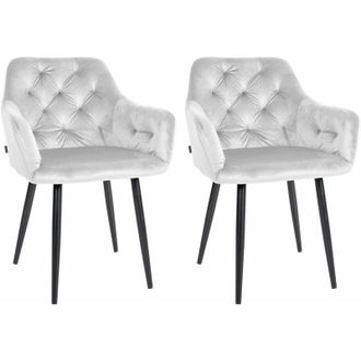 Clp Juego de 2 sillas de comedor Stanley en terciopelo Gris