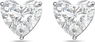 Diana M. Jewels 14Kt White Gold 6.00 cts Lab Grown Heart shaped Diamond Studs