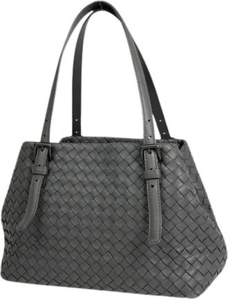 Bottega Veneta Pre-owned Shoulder Bags, female, Gray, Size: ONE SIZE Pre-owned Intrecciato Handbag