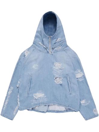 424 distressed denim hooded Blue jacket