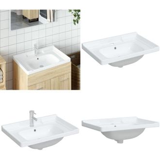 vidaXL Lavandino da Bagno Bianco 71x48x23 cm Rettangolare in Ceramica - Lavabo ceramico - Lavabo bianco