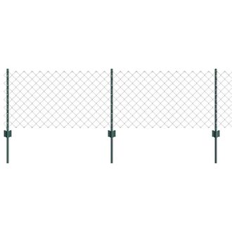 Berkfield Home Chain Link Fence with 10 U Posts Green 0.6x10 m Steel
