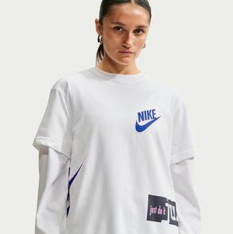 Nike Womens Nike Sportswear Classic Oversized T-Shirt in White | IM6432-100