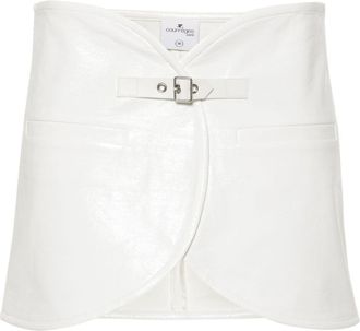 Courr&egrave;ges Ellipse vinyl mini skirt - women - Polyurethane/Elastane/Cotton/Cupro - 40 - White
