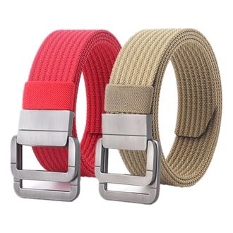 Generic Belts Men, Military Double D-ring Adjustable Buckle Nylon Tactical Belt, 2 Pack