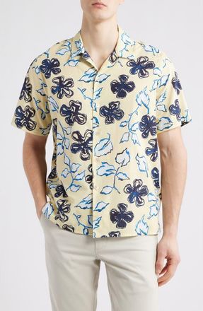 Paul Smith Casual Fit Floral Button-Up Shirt in Yellow at Nordstrom, Size Xx-Large