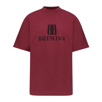 Balenciaga T-Shirts, male, Red, Size: XS Bordeaux T-shirts and Polos Ribbed Regular Fit