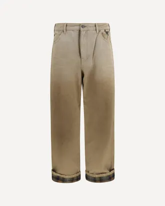 Golden Goose Pantaloni in cotone con dettaglio a quadri Man 48