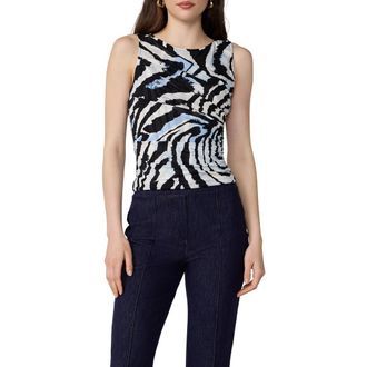 Diane Von F&uuml;rstenberg Athena Abstract Print Ruched Top in Zebra Id Big Mist at Nordstrom, Size X-Small