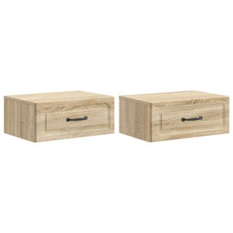 vidaXL Mesita De Noche De Pared 2 Pcs Roble Sonoma 49 X 34,5 X 20 Cm Vidaxl